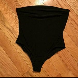 Black Strapless Tubular Bodysuit 1x Plus
